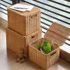 Woven Sundries  Storage  Basket with Lid