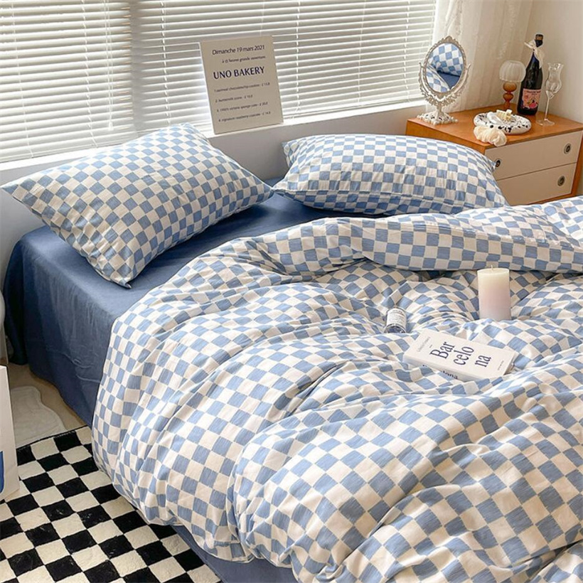 Blue Plaid Nordic Duvet Cover, Single Size