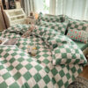 Green White Checkerboard Bedding Set, Full Size