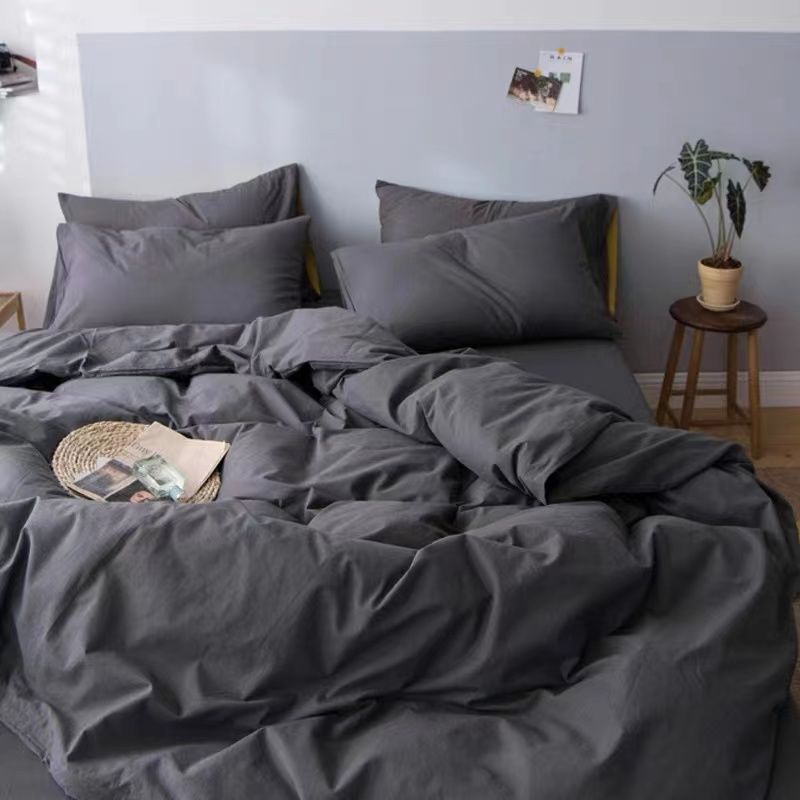 Grey Solid Color Duvet Cover, Queen Size