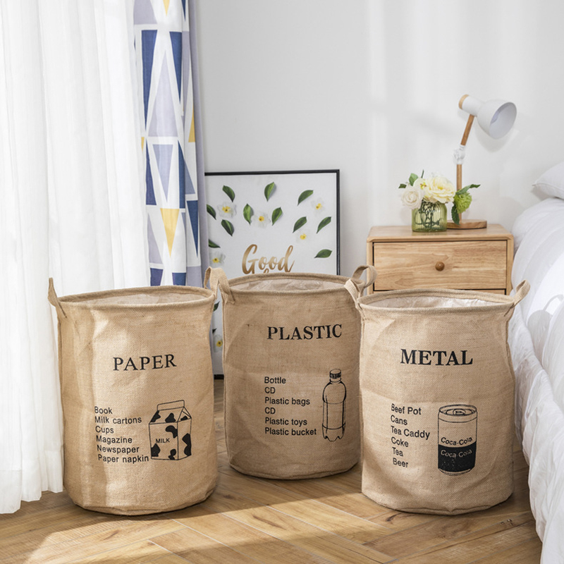 3PCS Large Capacity Linen Waterproof Laundry Basket